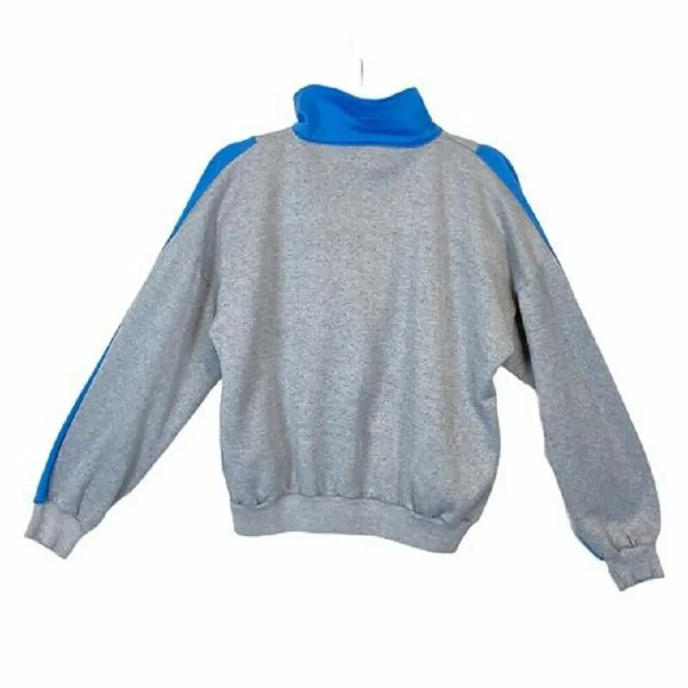 Main Event Sweatshirt Track Jacket Vintage Women's Gray Blue Zip Front Size L - Picture 2 of 13